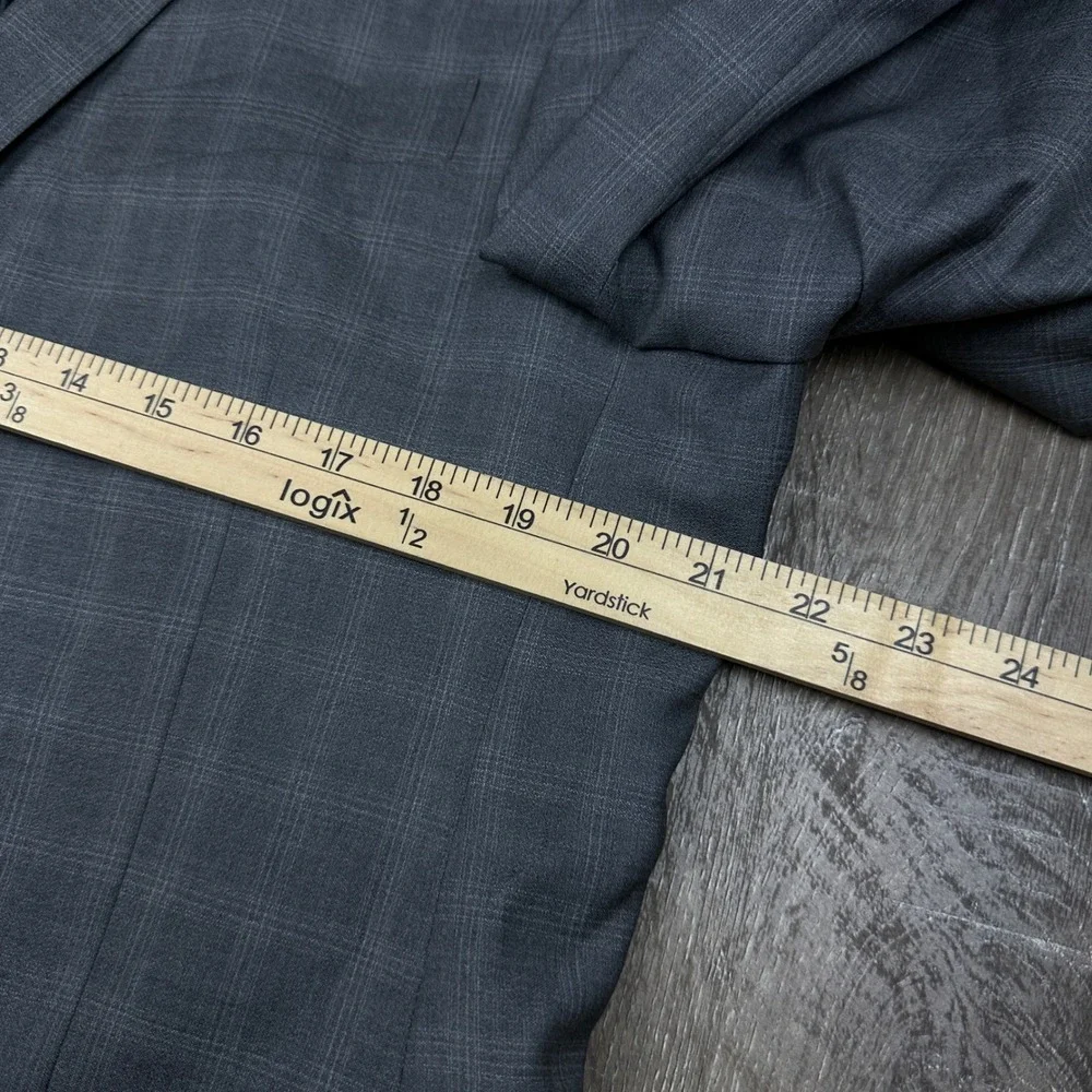 Joseph Abboud Mens Grey Glen Plaid Wool Blazer Italian Lanificio Super 120's 40L